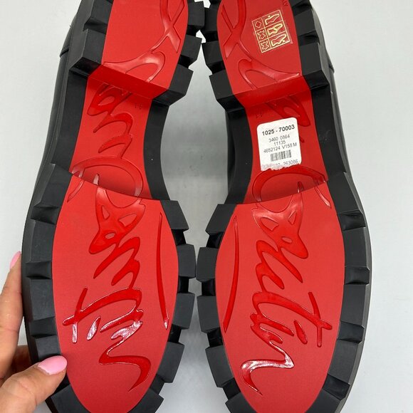 Christian Louboutin CL MOC LUG FLAT Leather Loafers Moccasin Shoes Marine - Picture 11 of 12